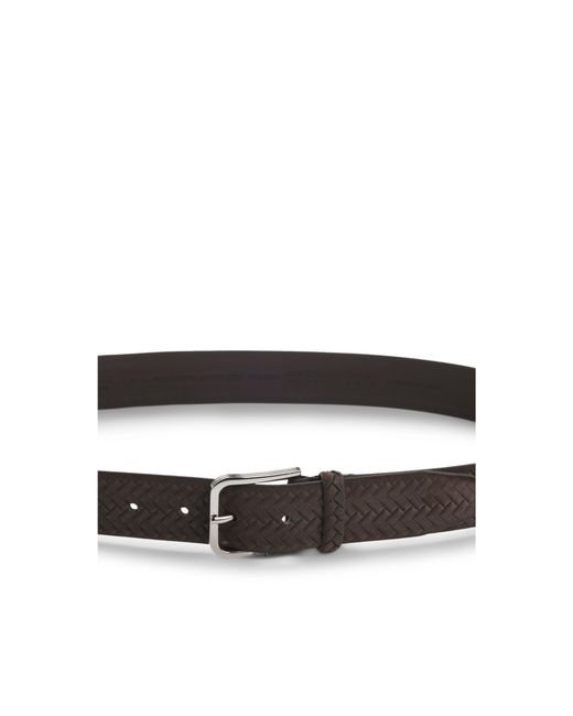 Boss Brown Woven-Suede Belt With Logo Buckle for men