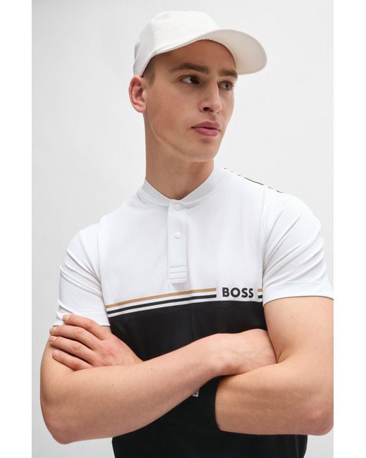 Boss Black X Matteo Berrettini Slim-fit Polo Shirt With Bomber Collar for men
