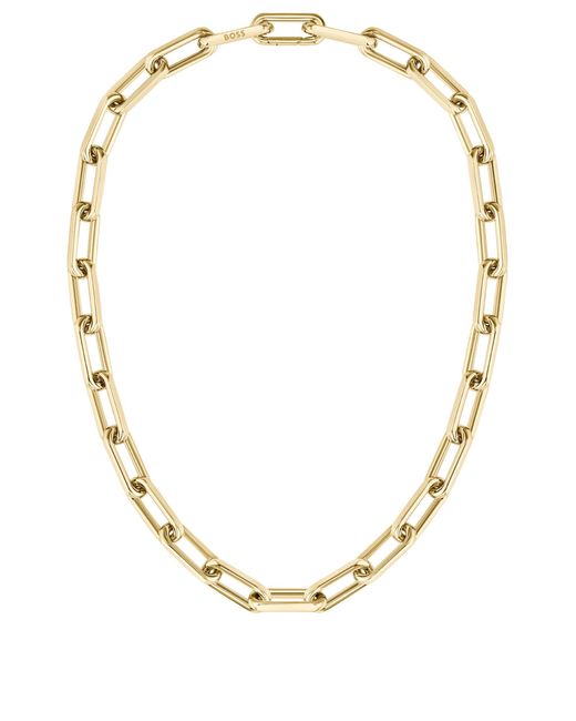 Boss Metallic Gold-tone Necklace With Branded Link