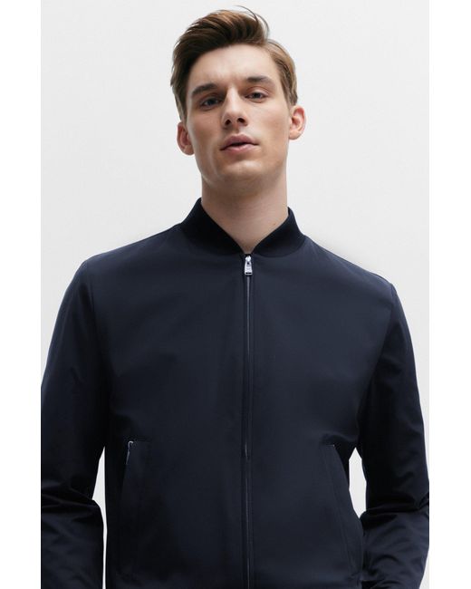 Boss Blue Slim-fit Jacket In Performance-stretch Jersey for men