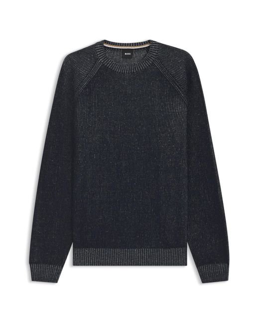 Boss Trui Van Katoen En Linnen Met Gebreide Strepen in het Gray voor heren