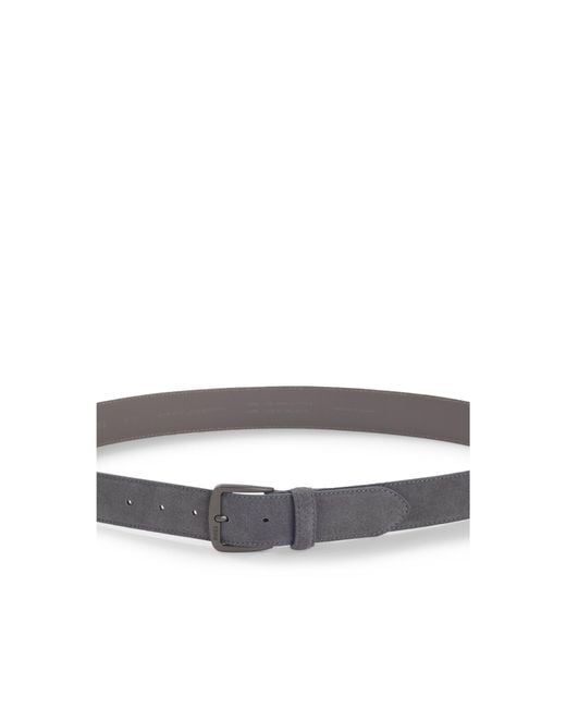 Boss Gray Italian-Suede Belt With Gunmetal Buckle for men