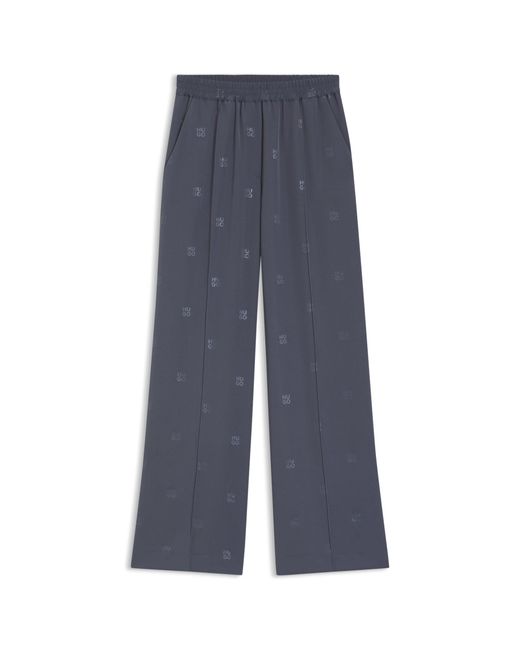 HUGO Blue Relaxed-Fit Trousers With Stacked Logos