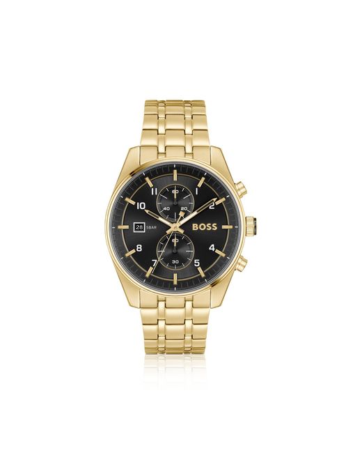 Boss Metallic Link-Bracelet Chronograph Watch With Dial for men