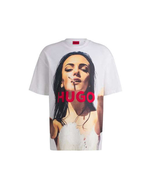 HUGO White Oversized-Fit T-Shirt for men