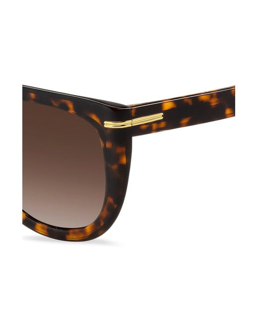 Boss Brown Havana-acetate Sunglasses With Gold-tone Hardware