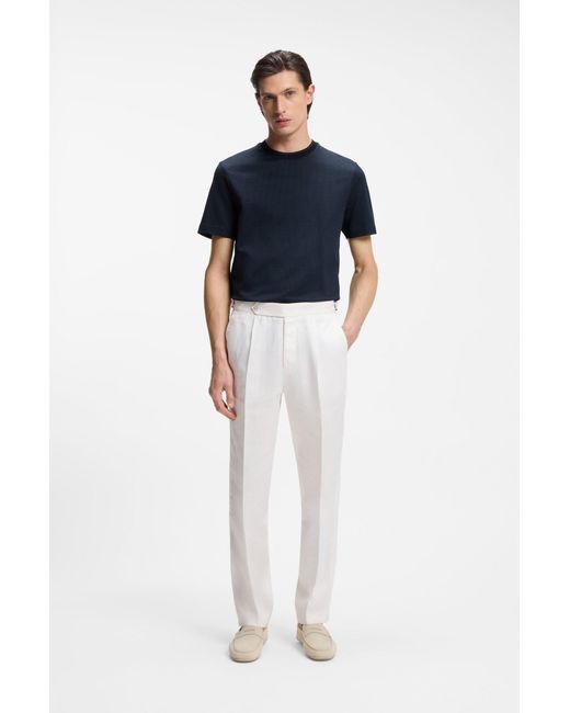 Boss T-Shirt Aus Merzerisierter Baumwolle Mit Dreifarbigem Jacquard-Muster in Blue für Herren