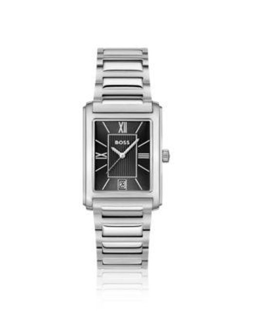 Montre À Cadran Noir Avec Bracelet À Maillons En H Boss pour homme en coloris White