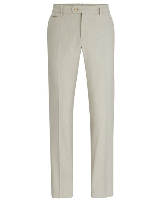 Boss Gray Slim-fit Trousers In Micro-patterned Stretch Material for men