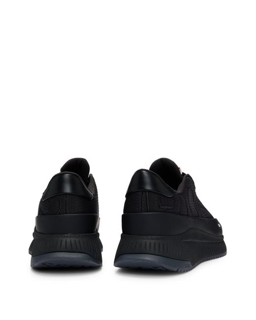 Boss Black Ttnm Evo Embroidered-logo Trainers With Rubberised Faux Leather for men