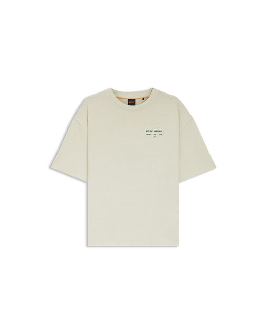 Boss Natural Cotton-Jersey T-Shirt With Printed Artwork