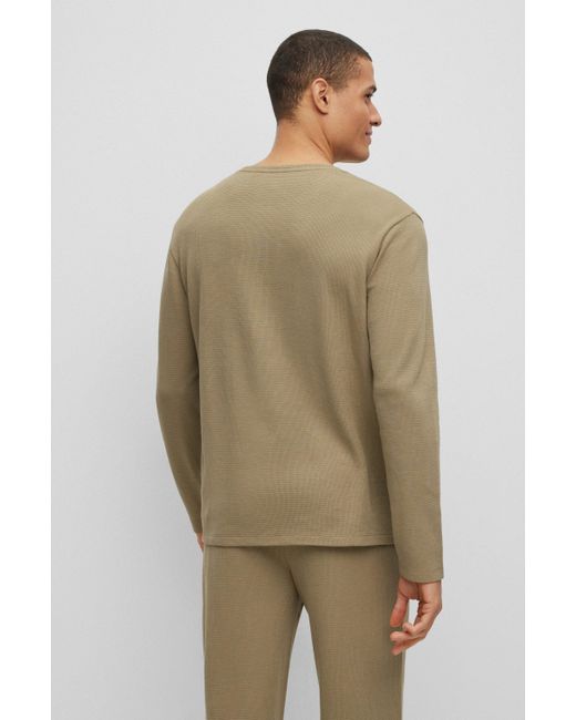 BOSS by HUGO BOSS Pyjama-Shirt aus Baumwoll-Mix mit Waffelstruktur und Logo  in Grün für Herren | Lyst AT