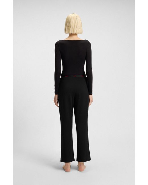 HUGO Pyjamabroek Van Stretchkatoen Met Logo's Op De Tailleband in het Black