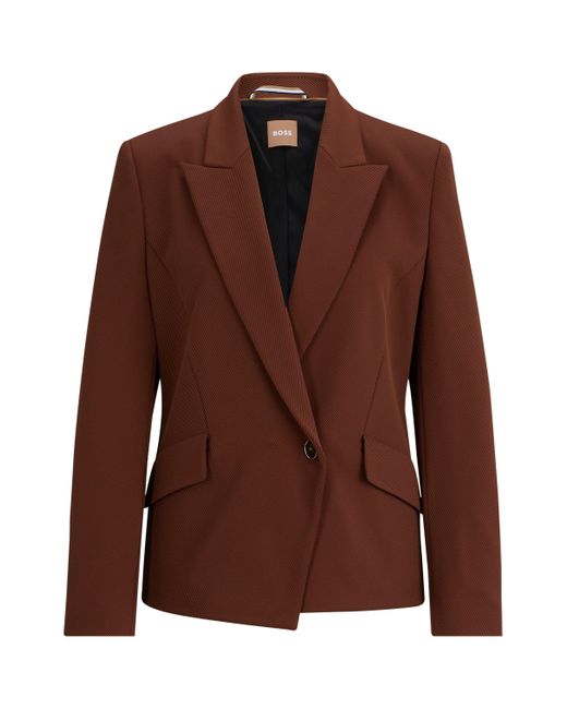 Boss Brown Regular-fit Jacket In Stretch Twill