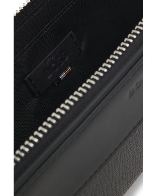 Boss Leren Heuptasje Met Effen En Generfde Afwerkingen in het Black voor heren