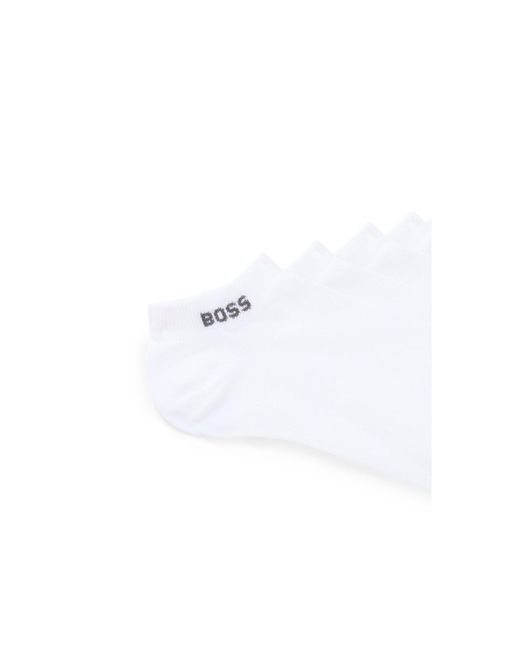 Boss White Five-Pack Of Ankle-Length Socks With Logo Details