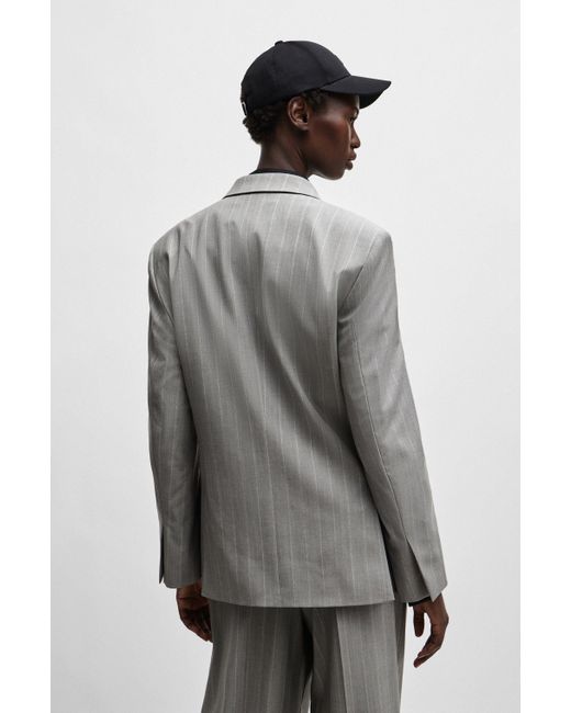 Boss Gray NAOMI x Oversize-Blazer aus Schurwolle mit Nadelstreifen