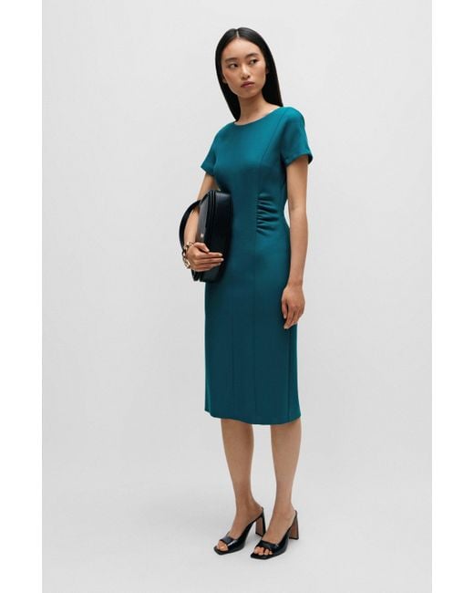BOSS by HUGO BOSS Slit-front Business Dress With Gathered Details in ...