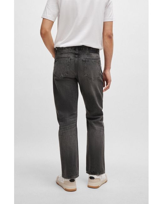 Boss Gray Regular-fit Jeans In Grey Rigid Denim for men