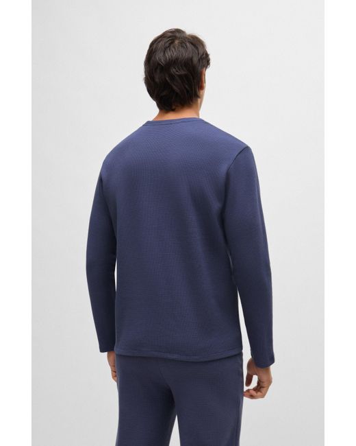 T-shirt de pyjama en coton mélangé à logo brodé Boss pour homme en coloris Blue