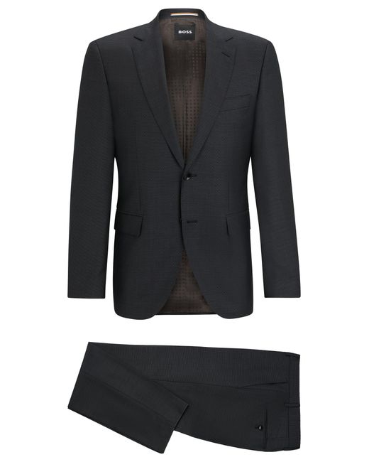 Boss Black Regular-fit Suit In Micro-patterned Wool for men