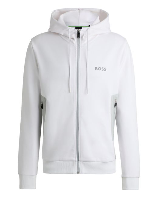 Boss Hoodie Van Een Katoenmix Met Rits En 3d-logo in het White voor heren