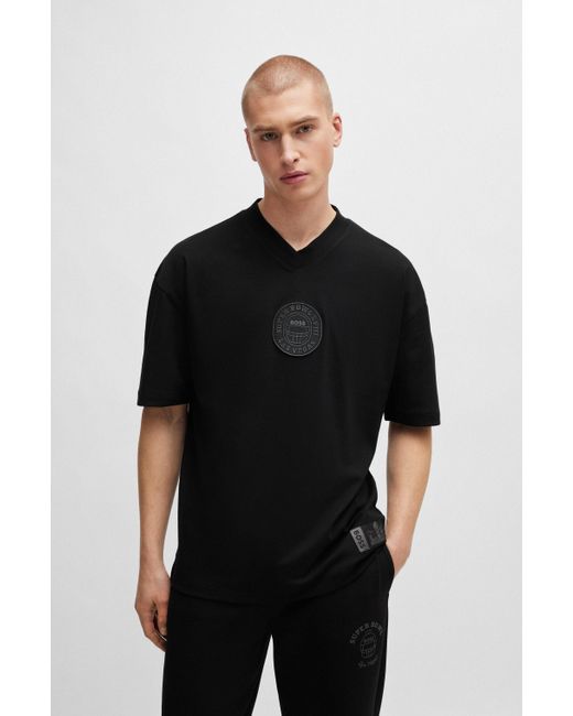 Boss X Nfl T-shirt Van Interlocked Katoen Met Artworkprint in het Black voor heren