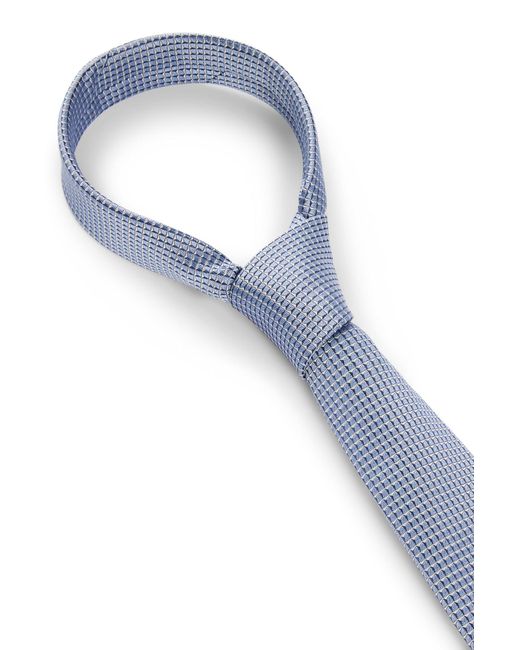 HUGO White Silk-blend Tie With Jacquard Pattern for men