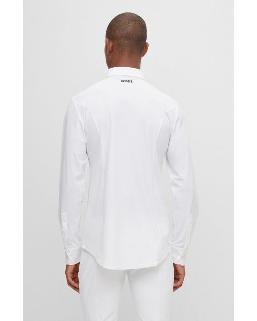 Boss Slim-fit Wedstrijdshirt In Een Combinatie Van Materialen Voor Ruitersport in het White voor heren