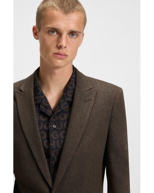 HUGO Extra Slim-Fit Sakko Mit Fischgrätmuster in Black für Herren