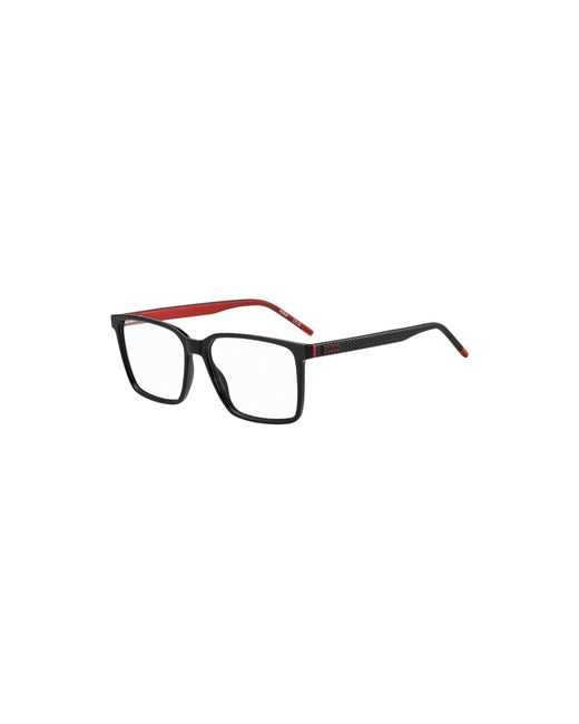 HUGO Black Matte- Optical Frames With Patterned Temples for men