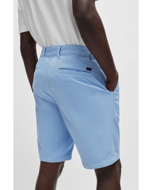 Boss Slim-fit Shorts Van Katoenen Twill Met Stretch in het Blue voor heren