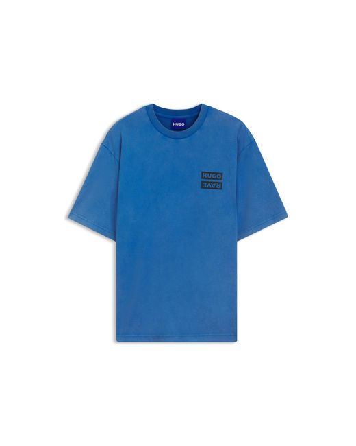 HUGO Blue Graphic-Print T-Shirt for men