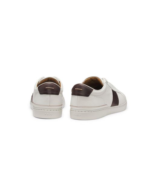 Boss White Gary Leather Trainers With Contrast Side Panel for men