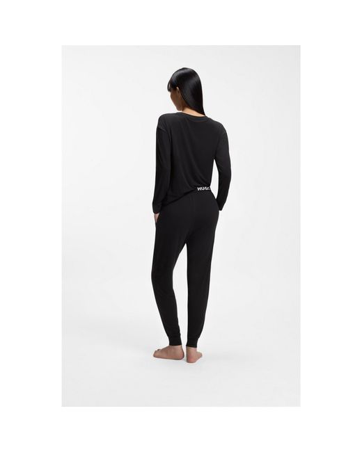 HUGO Black Cuffed Pyjama Bottoms