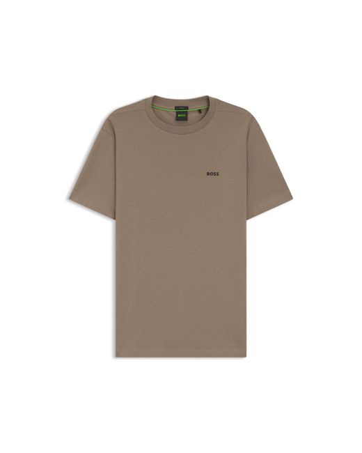 Boss Gray Stretch-Cotton T-Shirt With Logo Detail for men