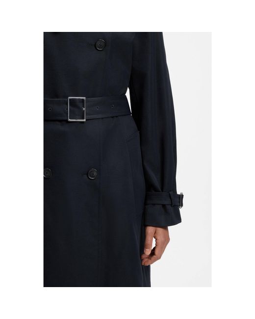 Boss Blue Belted Trench Coat