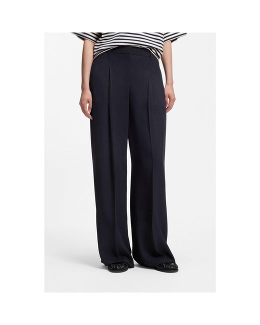 Boss Blue Regular-Fit Trousers With An Extra-Long Leg