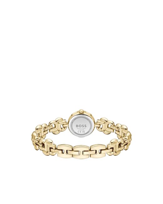 Boss Metallic Double B Dressy-Tone Watch With Monogram Bracelet