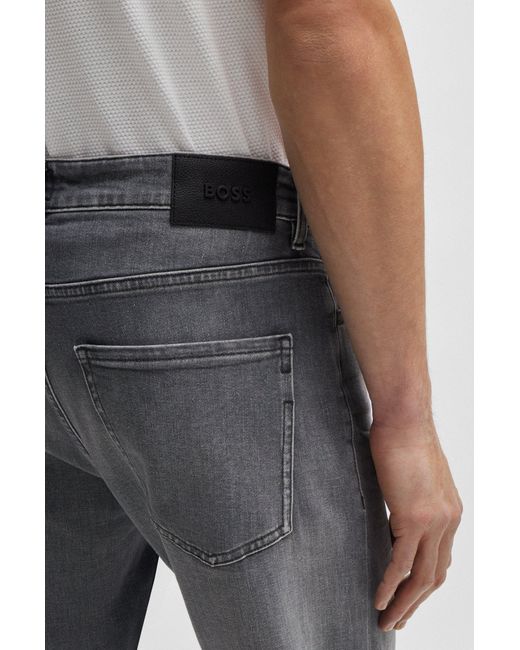 Boss Black Slim-fit Jeans In Grey Super-soft Denim for men