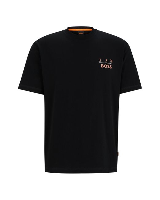 Boss Relaxed-fit T-shirt Van Zuivere Katoen Met Seizoensartwork in het Black voor heren