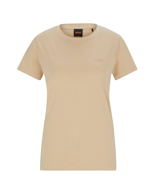 Boss Natural Cotton-jersey Slim-fit T-shirt With Logo Detail