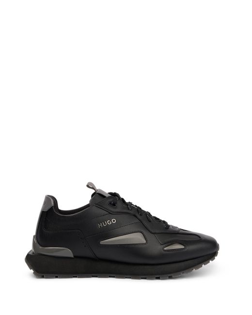 BOSS by HUGO BOSS Chunky Trainers In Coated Leather- Black Men's ...