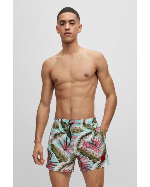 HUGO Multicolor Quick-dry Swim Shorts In Printed Recycled Fabric for men