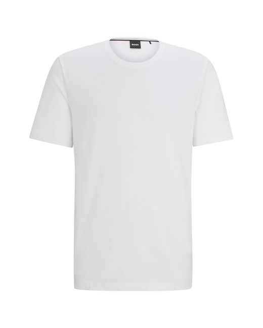 Boss White Stretch-cotton Regular-fit T-shirt With Logo Detail for men