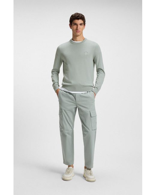Boss Pullover Aus Baumwolle Und Kaschmir Mit Logo-Label in Gray für Herren