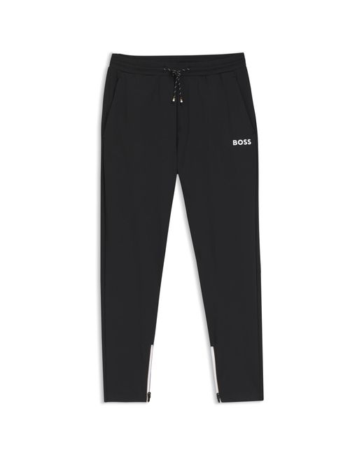 Boss Black Active Stretch-Gabardine Tracksuit Bottoms With Zipped Hems for men