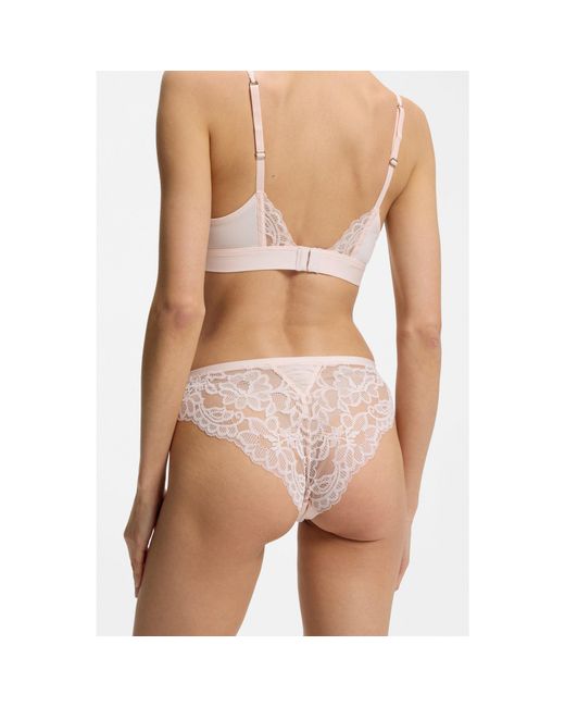 Boss Natural Lace Briefs With Mesh Pleating Details