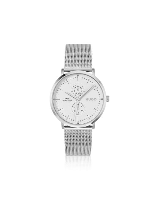 HUGO White Style-Tone Watch With Dial for men