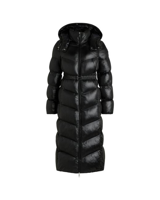 Boss Black Water-Repellent Puffer Jacket With Logo Belt